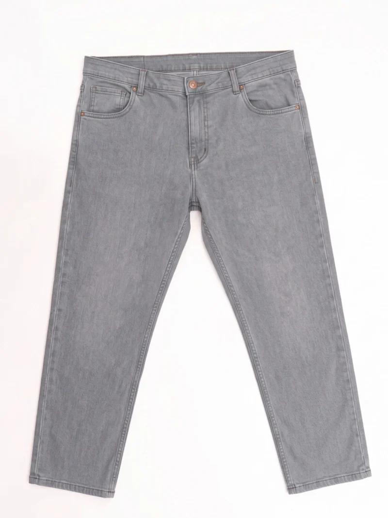 Gri Erkek Kot Pantolon | Likralı Klasik Kesim Büyük Beden Denim Jean