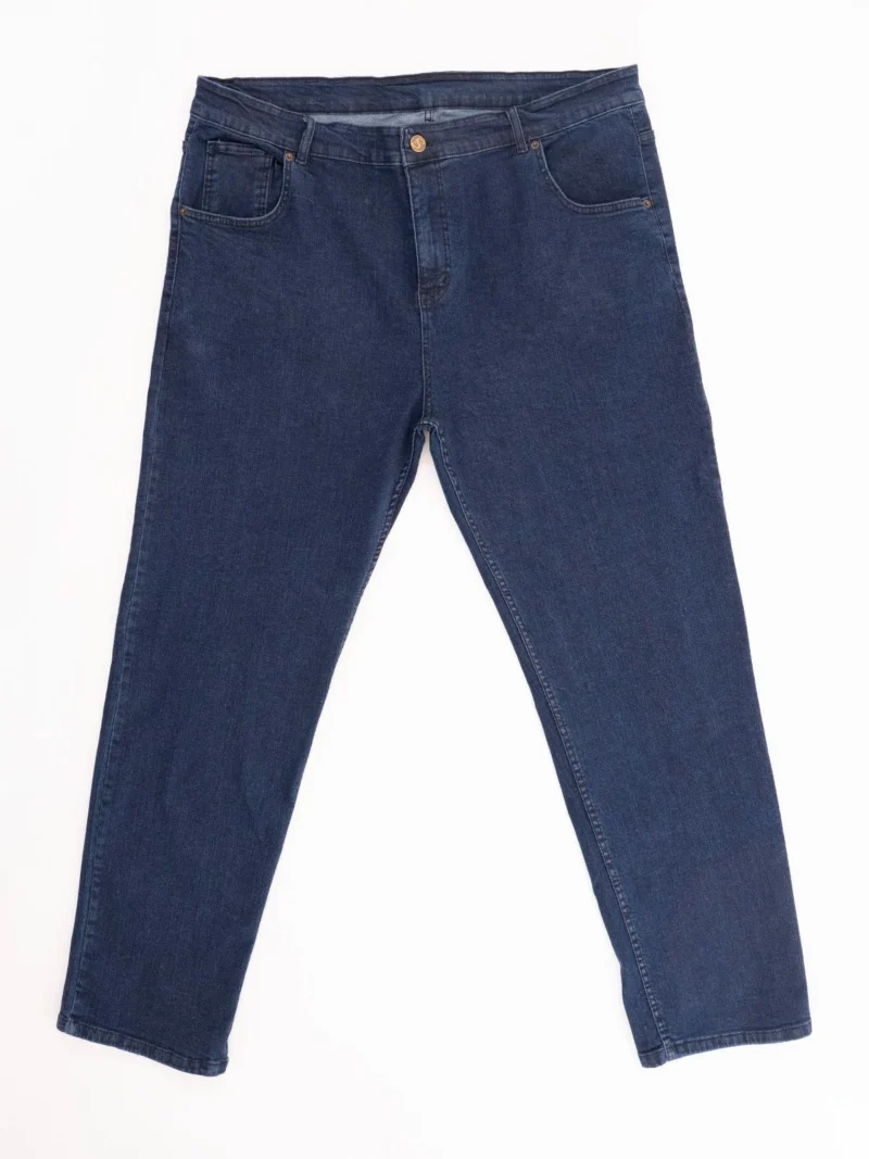 Lacivert Erkek Kot Pantolon | Likralı Klasik Kesim Büyük Beden Denim Jean