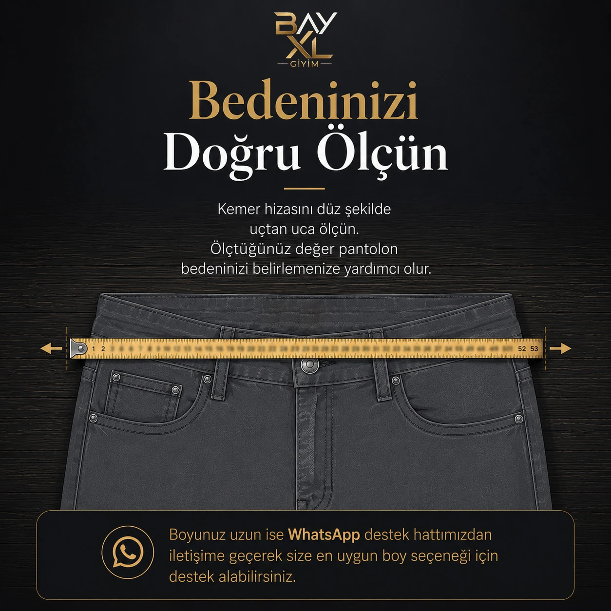 Bay XL Giyim Beden Ölçüm Tablosu